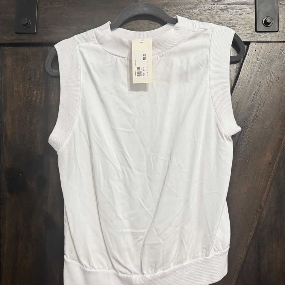 Evereve White Mandarin Collar Sleeveless Muscle Tee